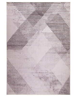 Beliani Pink Polyester Rug 140 X 200 Cm Low Pile Abstract Pattern With Anti-Slip Backing - image 1