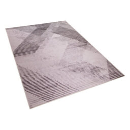 Beliani Pink Polyester Rug 140 X 200 Cm Low Pile Abstract Pattern With Anti-Slip Backing - thumbnail 3