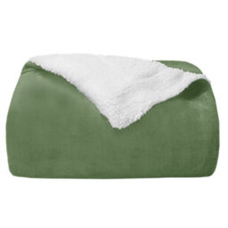 Velosso Plush Sherpa Reversible Thermal Soft Throw Blanket, Cosy Winter Blanket With Soft Velvet Finish -127Cm X 152Cm - Olive