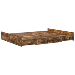 Berkfield Storage Bed Frame Smoked Oak 150 X 200 Cm Engineered Wood - thumbnail 2