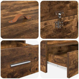 Berkfield Storage Bed Frame Smoked Oak 150 X 200 Cm Engineered Wood - thumbnail 9