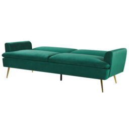 Wyld and Coco Sofa Bed Velvetco Dark Green 3-Seater, Click-Clack Mechanism, Gold Legs - thumbnail 5