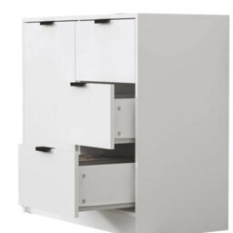 White Small 1 Door 3 Drawer Storage Sideboard Cabinet - thumbnail 3