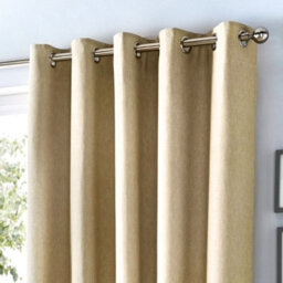 Fusion Cannes 100% Cotton Black Out Plain Dyed Natural Eyelet Curtains - thumbnail 2