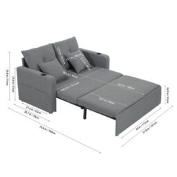 Living And Home 2 Seater Grey Sofa Bed With Cup Holders And Pillows - thumbnail 6