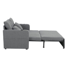 Living And Home 2 Seater Grey Sofa Bed With Cup Holders And Pillows - thumbnail 4