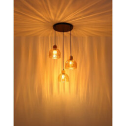 Luminosa Lighting Luminosa Swanson Cluster Pendant Ceiling Light Matt Black, Glass Amber Shades, 3X E27 - thumbnail 5