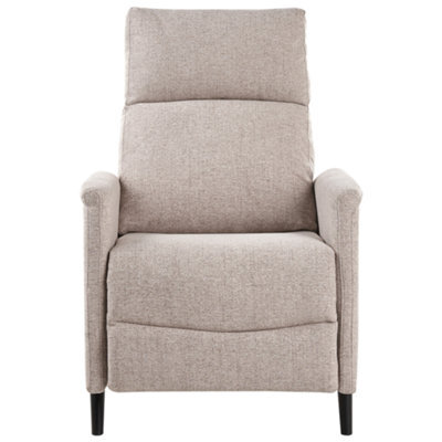 Wyld And Coco Novahome Beige Fabric Recliner Chair - Manual 3-Position Push-Back With Integrated Footrest - image 1