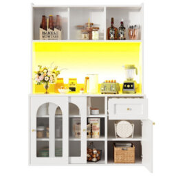 Matteo White Led Tall Sideboard Cabinet With Adjustable Shelves & Glass Doors - Modern Kitchen/dining Storage - thumbnail 8