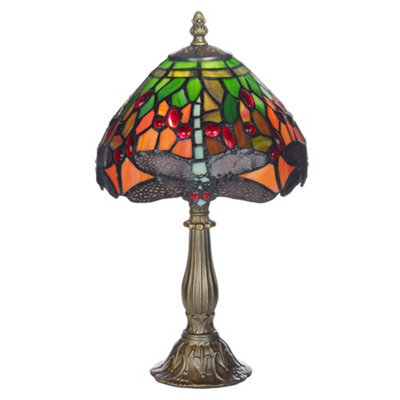 "K Living 8"" Mitcham Tiffany Glass Dragon Fly Table Lamp" - image 1
