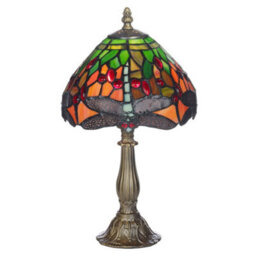 "K Living 8"" Mitcham Tiffany Glass Dragon Fly Table Lamp" - thumbnail 1