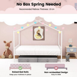 Heavy Duty Metal Platform Double House Bed Frame With 2 Storage Drawers - thumbnail 4