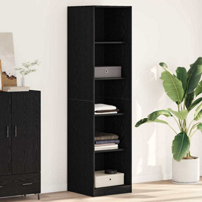 Berkfield Black Oak Wardrobe - 50 X 50 X 200 Cm - Made Of Engineered Wood - image 1