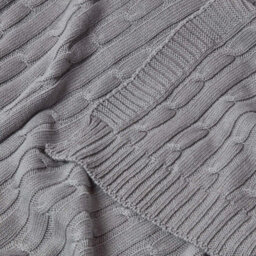Homescapes Cotton Cable Knit Throw Grey, 130 X 170 Cm - thumbnail 6