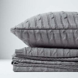 Homescapes Cotton Cable Knit Throw Grey, 130 X 170 Cm - thumbnail 7