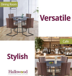 Hallowood Furniture Cullompton Large 120Cm Round Table With 4 Brown Leather Effect Dining Chairs - thumbnail 6
