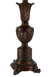Orsina Neoclassical Bronze Table Lamp, Ornate Fleur-De-Lis Base & Grey Linen Shade, Lighting For Living Room - thumbnail 2