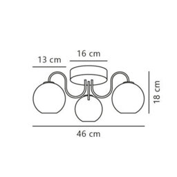 Nordlux Franca Metal Ceiling Light Hand Blown Glass Brass,mains - thumbnail 6