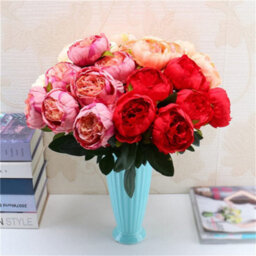 Artificial Silk Peony Bouquet Flowers Decoration 7 Heads Pink Blue Red White Artificial Fake Peonies Flowers Home Decor - thumbnail 7