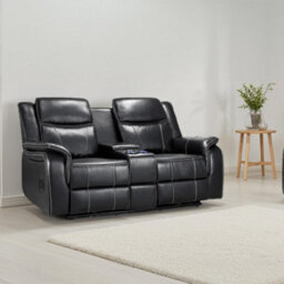 Furnishings For Less UK Orlando Leather Black Electric Reclining 2 Seater Centre Console - thumbnail 1