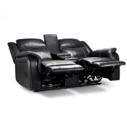Furnishings For Less UK Orlando Leather Black Electric Reclining 2 Seater Centre Console - thumbnail 7