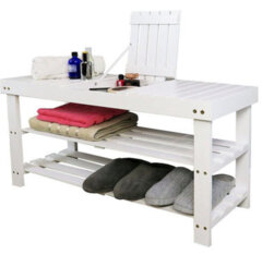 Aspect Furniture Timor 3 Tier Shoe Bench With Storage Space On Top-White - thumbnail 2