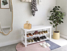 Aspect Furniture Timor 3 Tier Shoe Bench With Storage Space On Top-White - thumbnail 1