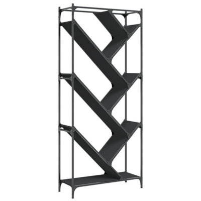Berkfield Durable Bookcase Black 79X30X180 Cm Engineered Wood And Metal