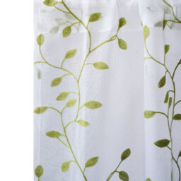 Living And Home White 2-Piece Set With Green Leaf Embroidered Semi-Sheer Curtains, 130 X 240 Cm - thumbnail 7