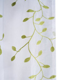 Living And Home White 2-Piece Set With Green Leaf Embroidered Semi-Sheer Curtains, 130 X 240 Cm - thumbnail 8