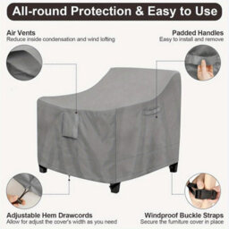 Armchair Sofa Cover - Oxford Fabric Dustproof Exterior Grey 71 X 76 59 79 Cm - thumbnail 3