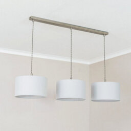 Valuelights Reni Grey Drum Shade 3 Drop Bar Brushed Chrome Diner Ceiling Pendant Light - thumbnail 5