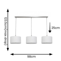 Valuelights Reni Grey Drum Shade 3 Drop Bar Brushed Chrome Diner Ceiling Pendant Light - thumbnail 7
