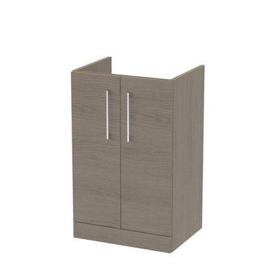 Nuie Hudson Reed Arno Floor Standing Vanity Unit, Durable 2 Soft Close Door Bathroom Sink Vanity Unit With Shelf In Solace Oak, 500mm - image 1