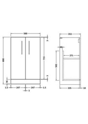 Nuie Hudson Reed Arno Floor Standing Vanity Unit, Durable 2 Soft Close Door Bathroom Sink Vanity Unit With Shelf In  Solace Oak, 500mm - thumbnail 2