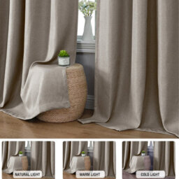 Ameha Mink 100%blackout Curtain 90X90', 260Gsm Linen Texture Fabric Ready Made,thermal Insulated For Bedroom Living Room Decor - thumbnail 5
