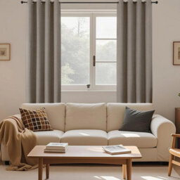 Ameha Mink 100%blackout Curtain 90X90', 260Gsm Linen Texture Fabric Ready Made,thermal Insulated For Bedroom Living Room Decor - thumbnail 6