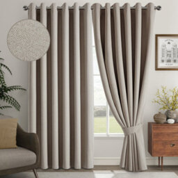 Ameha Mink 100%blackout Curtain 90X90', 260Gsm Linen Texture Fabric Ready Made,thermal Insulated For Bedroom Living Room Decor - thumbnail 3