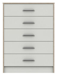 Hazlemere 5 Drawer Chest - White  With Oak Edging On Express Delivery And Ready Assembled - thumbnail 2