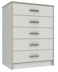 Hazlemere 5 Drawer Chest - White  With Oak Edging On Express Delivery And Ready Assembled - thumbnail 1