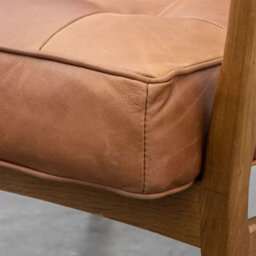 Xample Gallery Humber Vintage Brown Leather Armchair Top Grain Leather Chair With Solid Oak Frame, Mid-Century Accent Seating - thumbnail 6