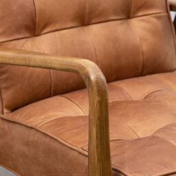 Xample Gallery Humber Vintage Brown Leather Armchair Top Grain Leather Chair With Solid Oak Frame, Mid-Century Accent Seating - thumbnail 5