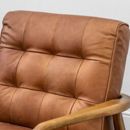 Xample Gallery Humber Vintage Brown Leather Armchair Top Grain Leather Chair With Solid Oak Frame, Mid-Century Accent Seating - thumbnail 4
