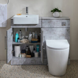 Homestylestore 1050mm Concrete Grey Bathroom Combination Vanity Wc Unit Toilet Pan And Chrome T Bar Handle - thumbnail 1