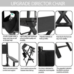 "Casual Home 47"" Director's Chair Black Frame With Black Canvas Counter Height" - thumbnail 4