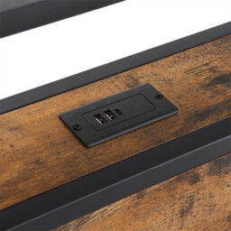 Abrihome 3Ft Single Metal Bed Frame With Led Lighting, Storage Drawer & Usb/type-C Ports 90X190Cm Black & Walnut For Teens And Adults - thumbnail 6