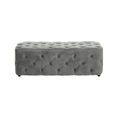 Buttercup Farm Alea Grey Velvet Bench Wood/textile - L120 X W45 X H42 Cm - image 1
