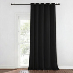 Aspire Homeware Plain Room Darkening Blackout Eyelet Door Curtain Single Panel Black (W) 168Cm X (D)213Cm With Tie Back - thumbnail 1