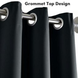 Aspire Homeware Plain Room Darkening Blackout Eyelet Door Curtain Single Panel Black (W) 168Cm X (D)213Cm With Tie Back - thumbnail 3