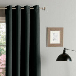 Aspire Homeware Plain Room Darkening Blackout Eyelet Door Curtain Single Panel Black (W) 168Cm X (D)213Cm With Tie Back - thumbnail 8
